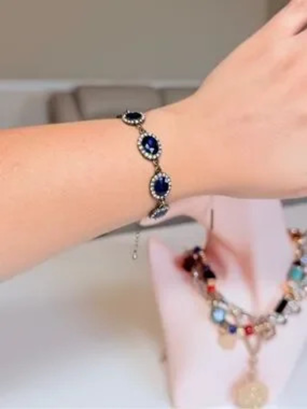 Delicate Navy Blue Crystal Tennis Bracelet